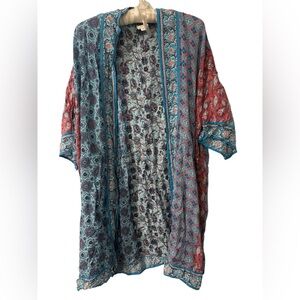GAP Boho Mixed Print Kimono Open or‎ tie Front Lightweight Long Topper Size M/L